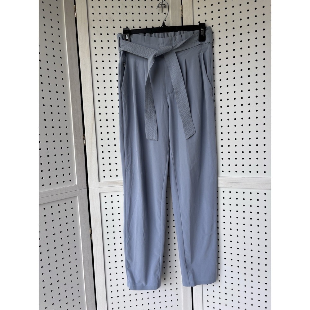 Athleta Skyline Pant II Pants Women's 2 Light Blue Elastic Waist Belted Paperbag